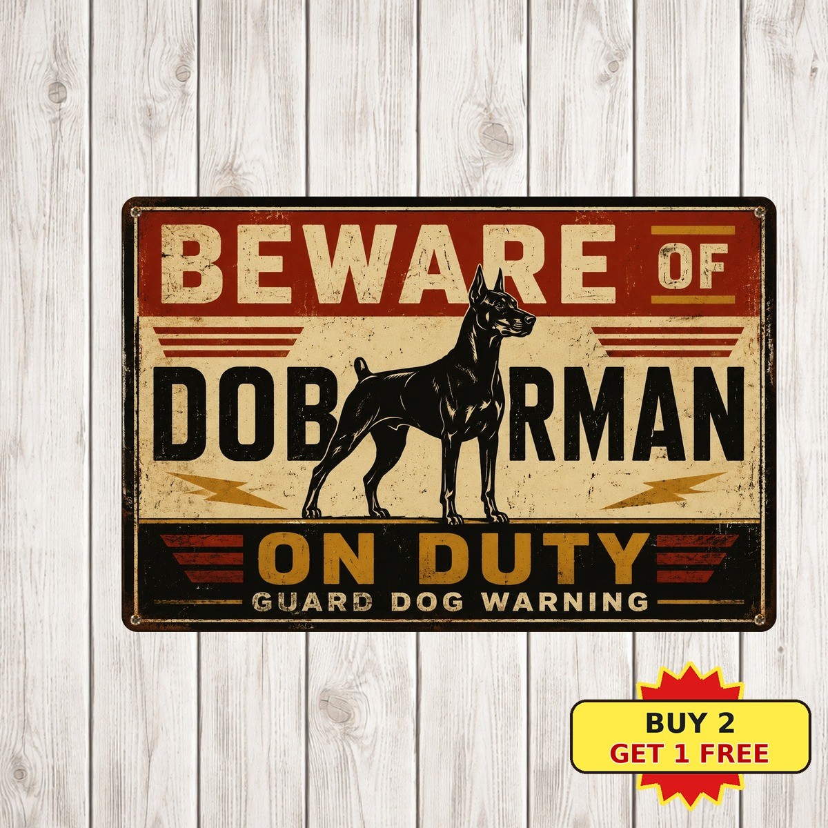 Beware of Doberman Pinscher Guard Dog Breed Security Alert Metal Sign 8x12