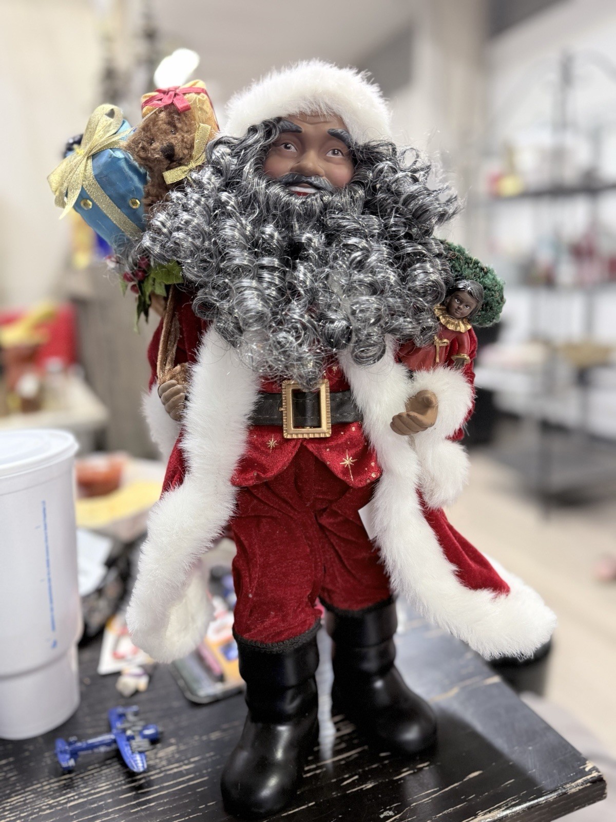 HTF Home Interiors African American Christmas Santa Figure Stands 18” tall