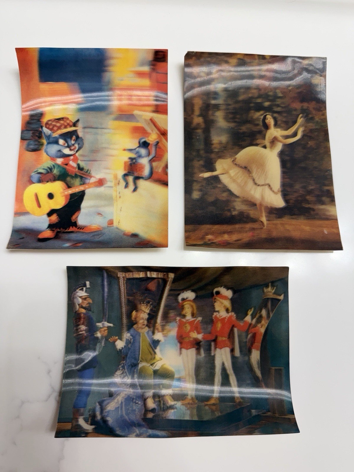 Lot of 3 Vintage USSR 3D Lenticular Postcards 1985-1989 Soviet Ballet Cartoon