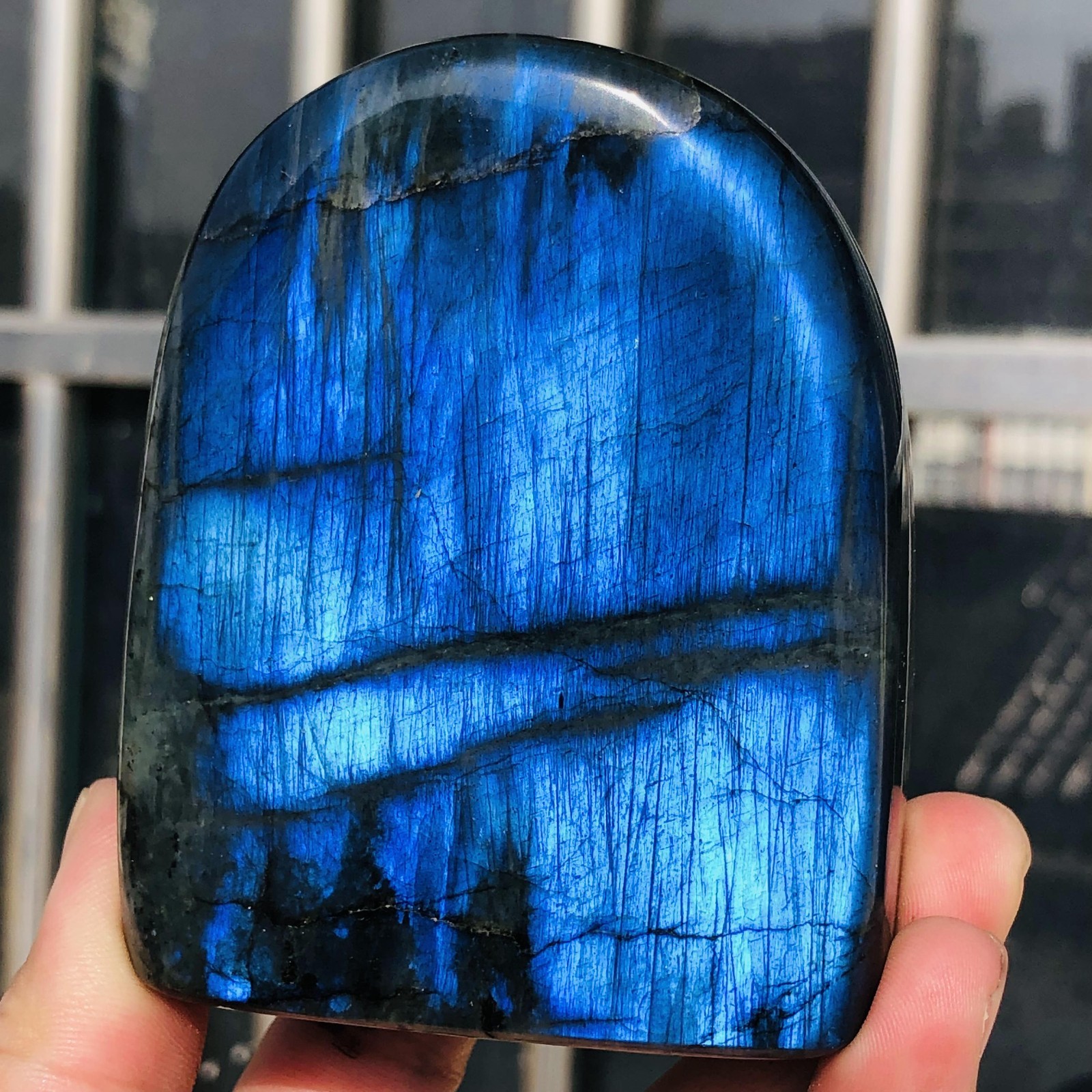 503g Natural Devil Blue Labradorite Flash Quartz Crystal rare Mineral Specimen