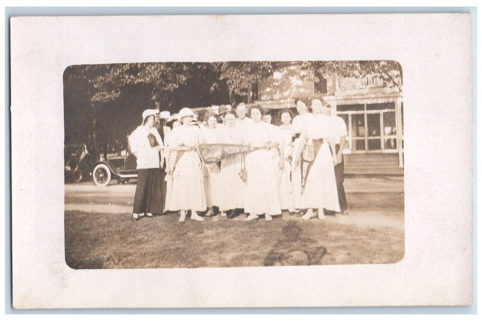 c1910's Candid Women Pennant Hudson Lake Indiana IN RPPC Photo Postcard