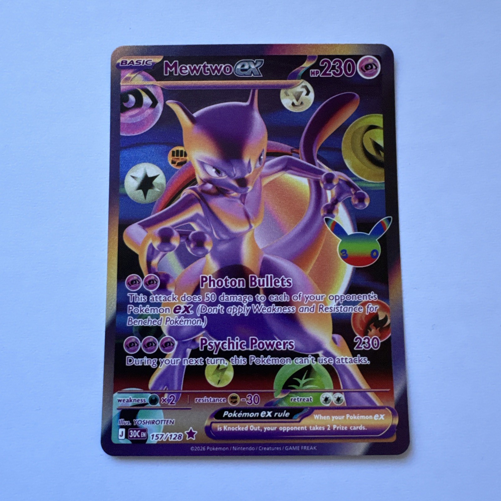 Pokemon TCG 30th Celebration Mewtwo Futuristic Rare 157/128 NM