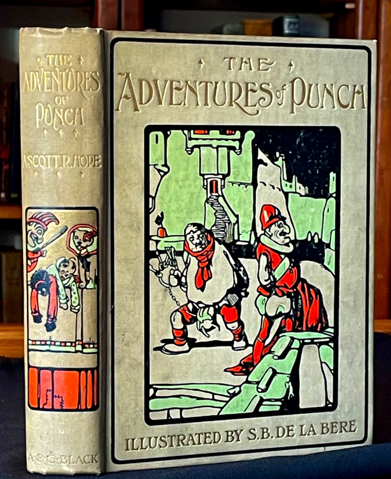 Antique Illustrated Book 1905 First Edition Adventures of Punch 12 Color Plates