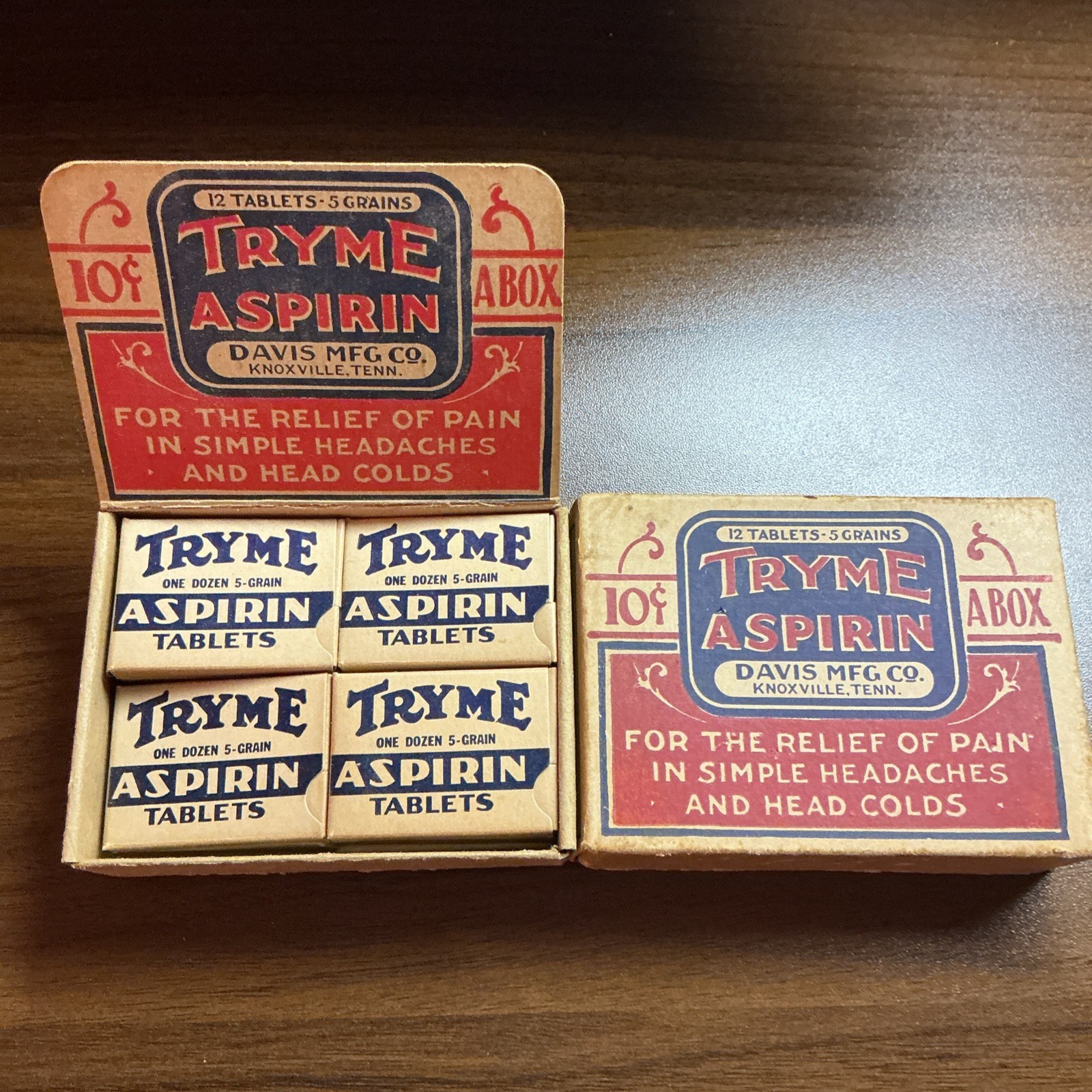 Vintage Tryme Aspirin Store Counter Display Box Davis Mfg Co Knoxville TN 1930s