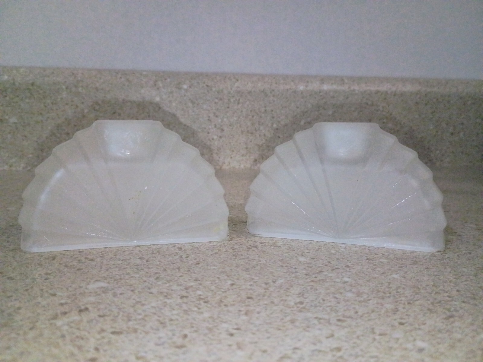 Early 20th Century Art Deco Glass Opaque Candle Holders Pair