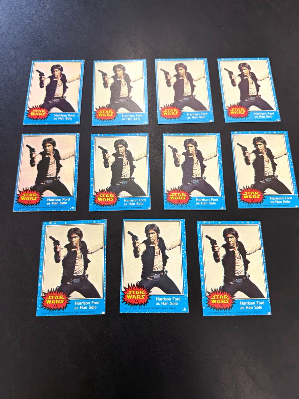 Topps 1977 Star Wars #58 Harrison Ford as Han Solo Han Solo Lot of 11
