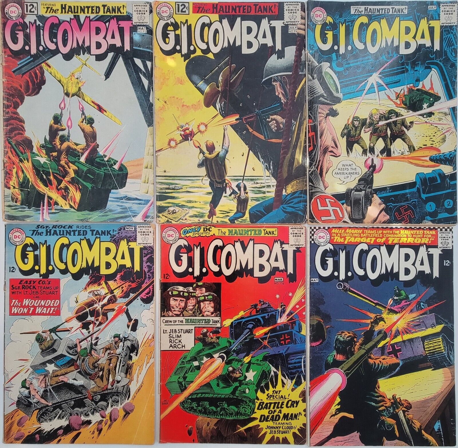 G.I. COMBAT Silver Age Lot (6) #93-123* Sgt Rock The HAUNTED TANK 1962-67 Kubert
