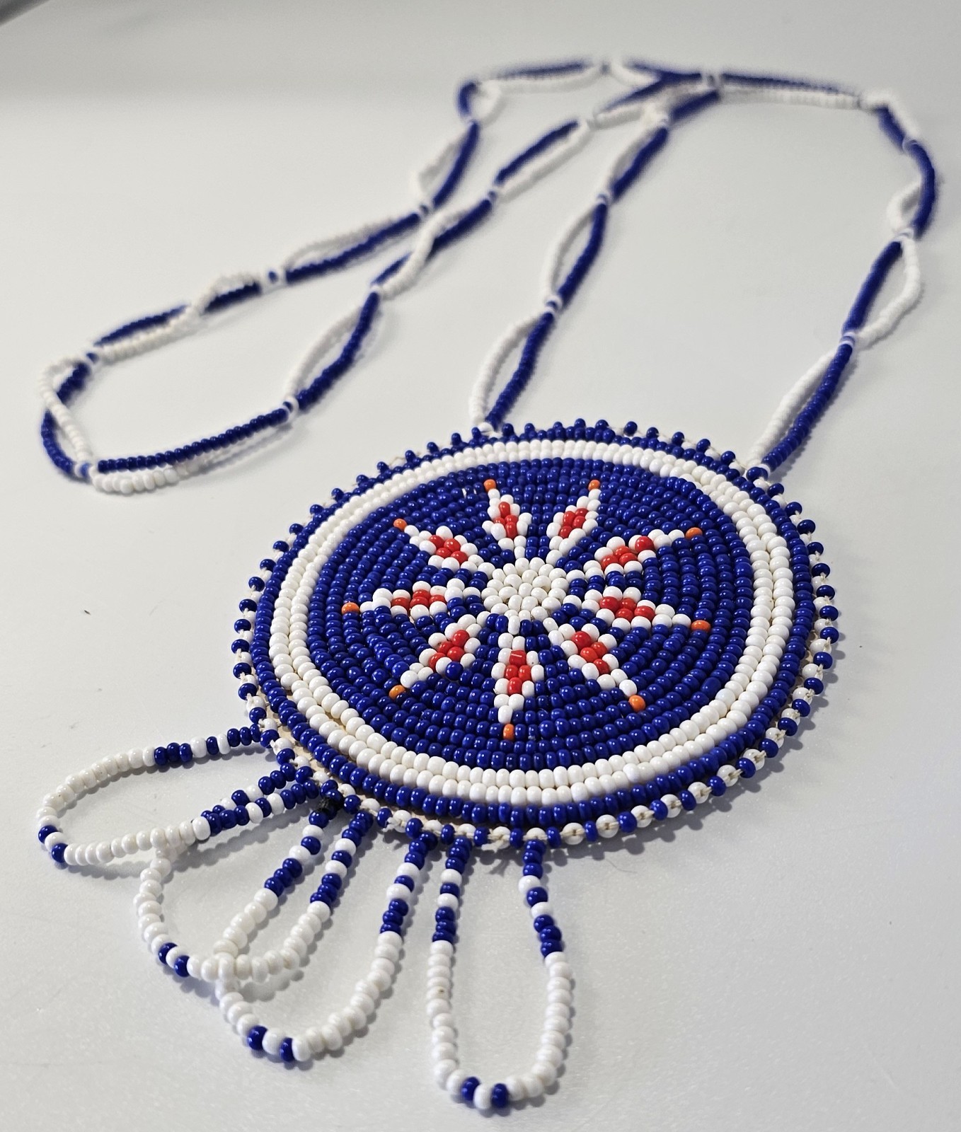 Vintage Lakota Sioux Powwow Regalia Beaded Morning Star Medallion Necklace