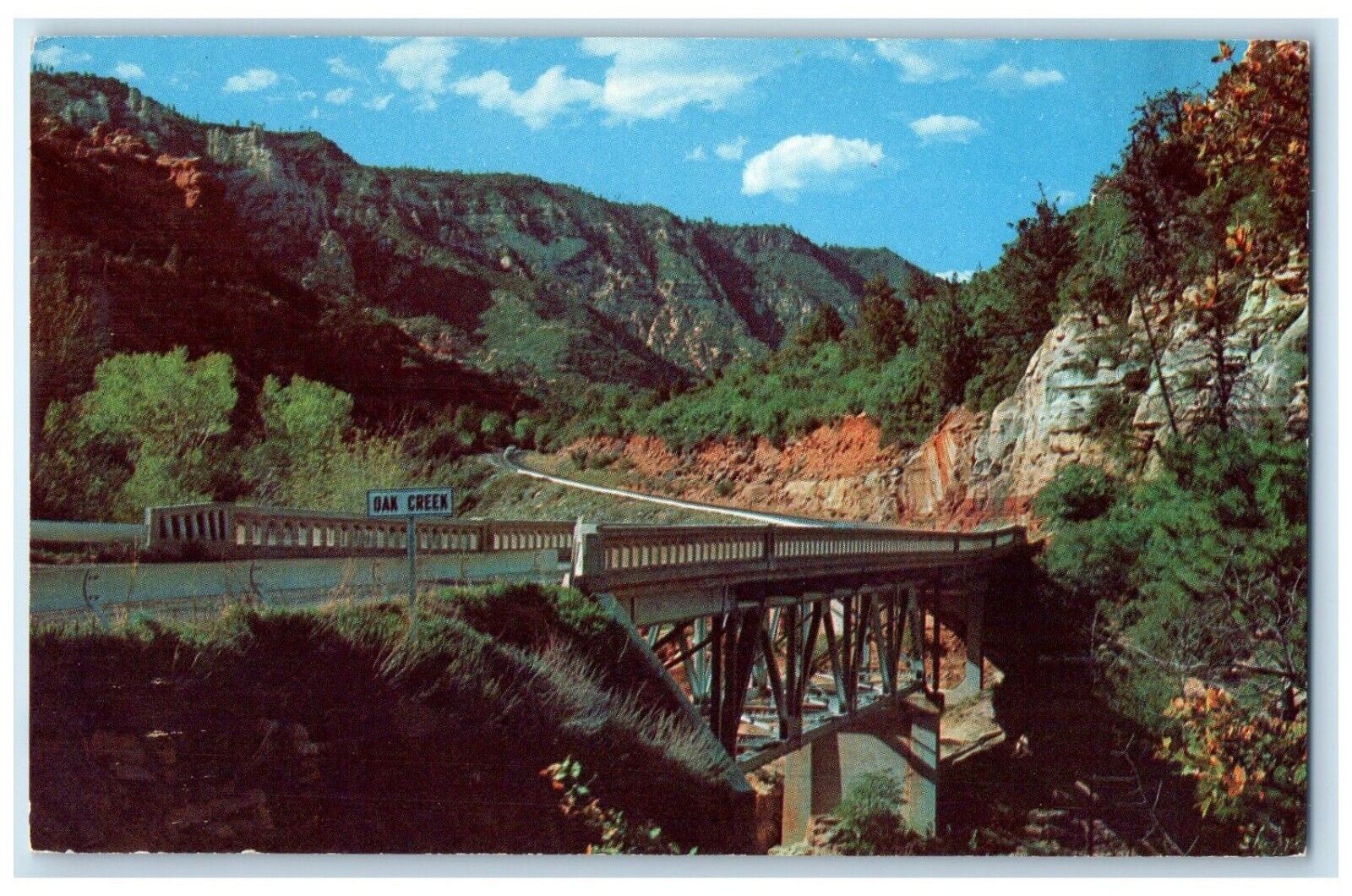 c1960 Scenic View Bridge Mountains Oak Creek Canyon Arizona AZ Unposted Postcard
