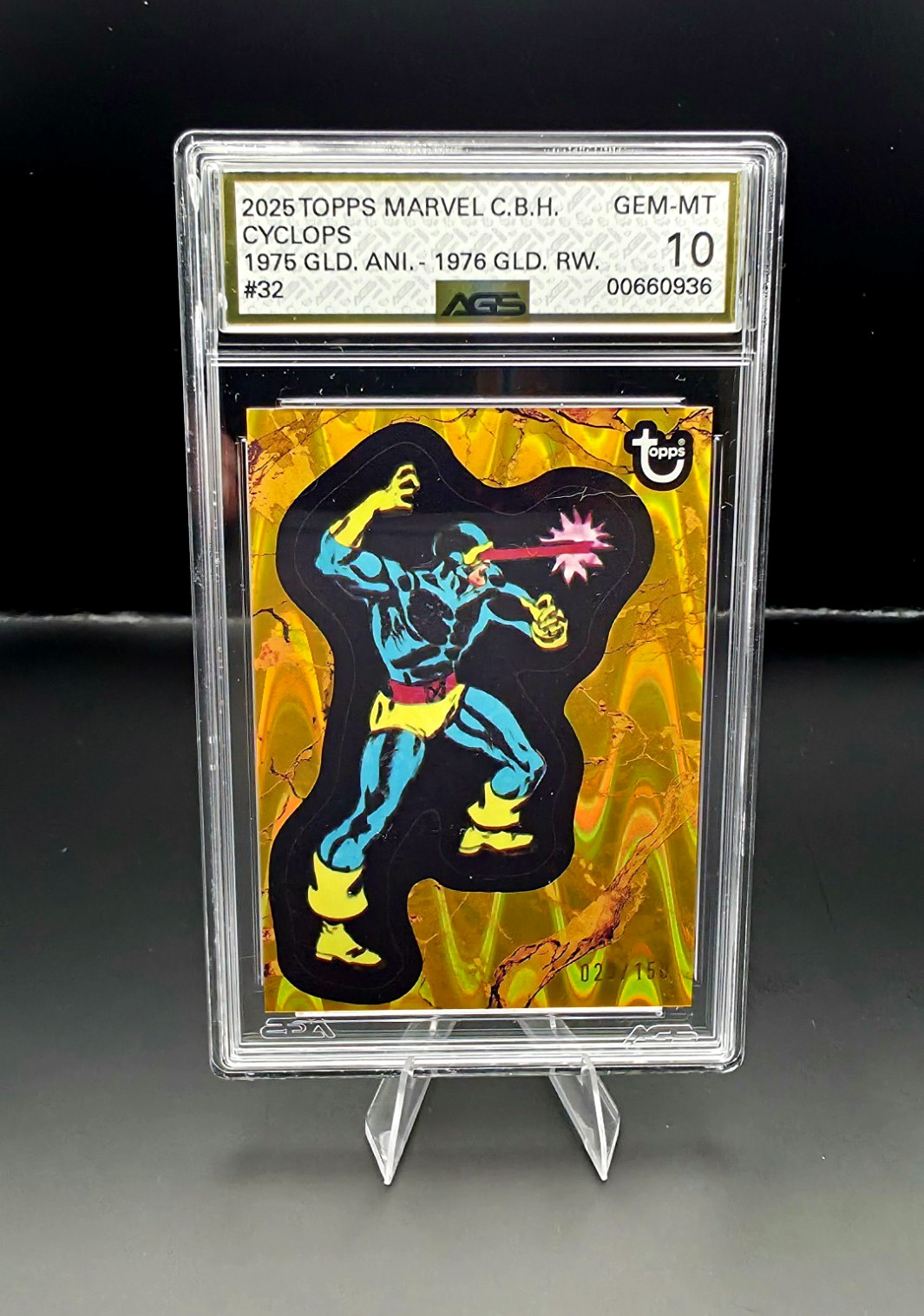 Topps 2025 Marvel Comic Book Heroes Cyclops  Gold Parallel 02/75 Serial