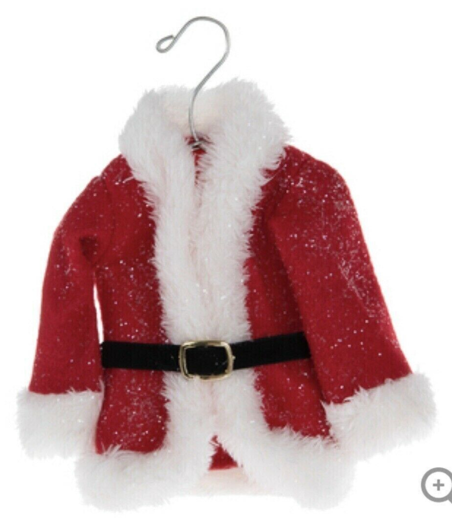 Santa 🎅 Coat On Hanger Santa Claus Jacket Sparkle Fluff Christmas Tree Ornament