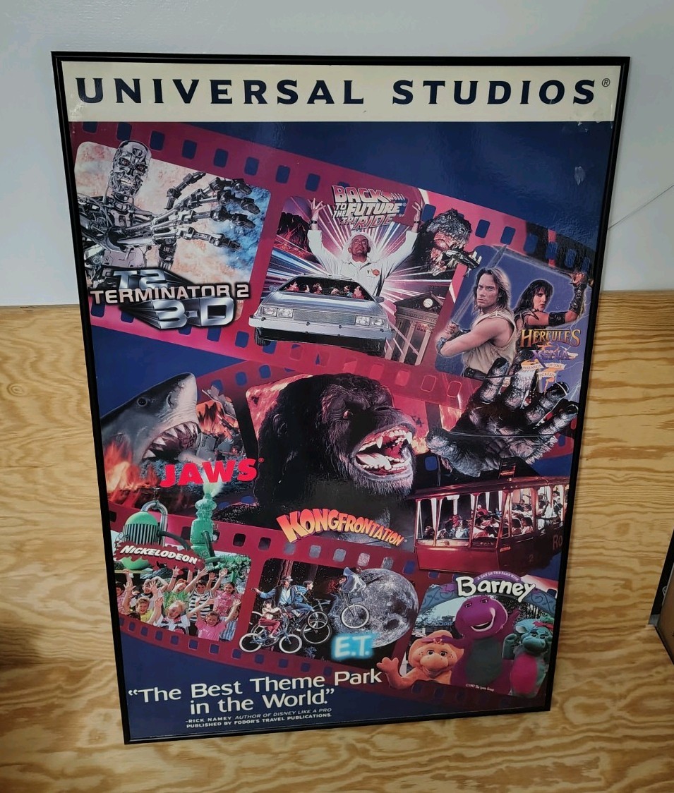 RARE Vtg 90s Universal Studios Nickelodeon ET Jaws Terminator Sign Poster Prop