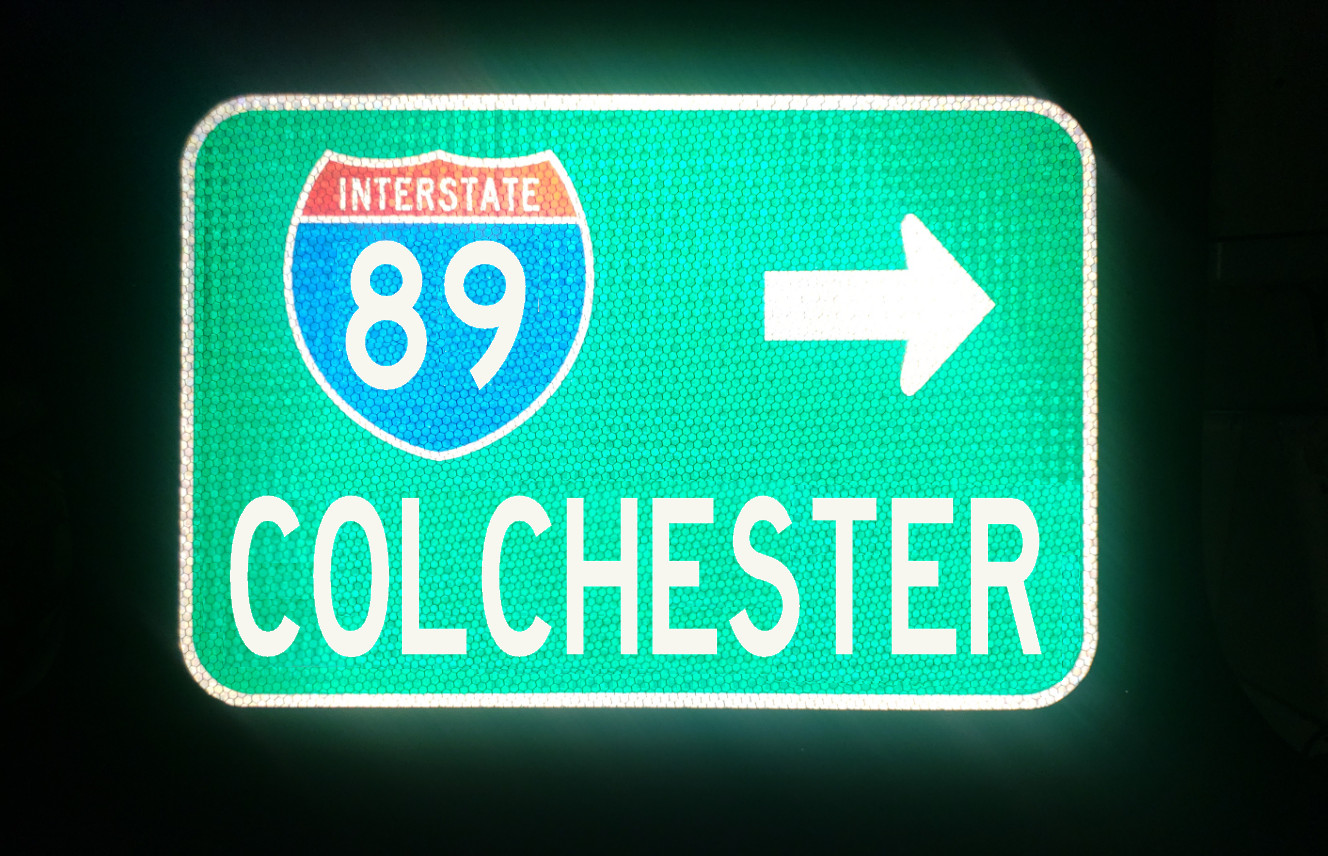 COLCHESTER Interstate 89, Vermont route road sign 18\