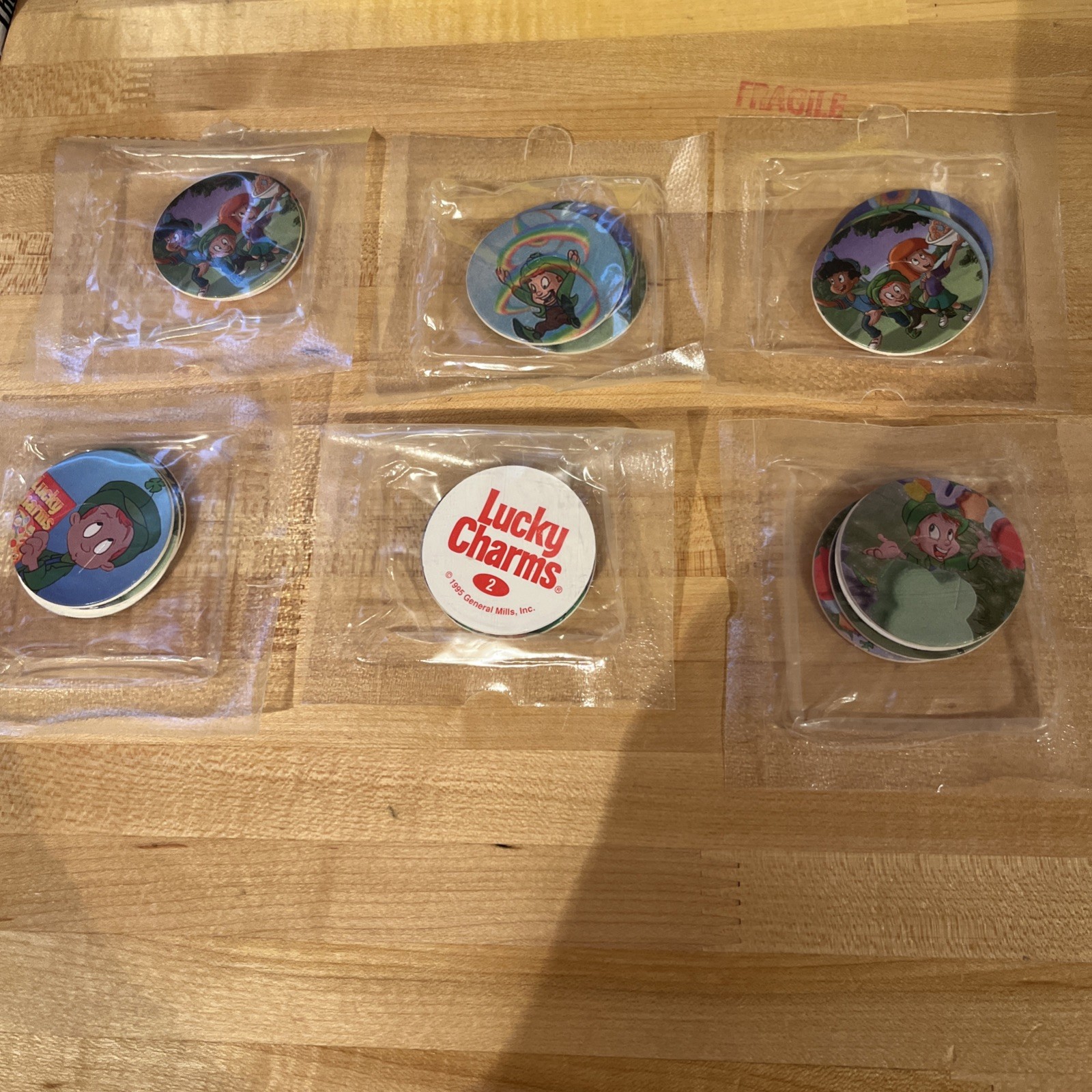 6 Factory Sealed Lucky Charms Collectible Cereal Pogs 1995 New in Packages Mint 6 Factory Sealed Lucky Charms Collectible Cereal Pogs 1995 New in Packages Mint
