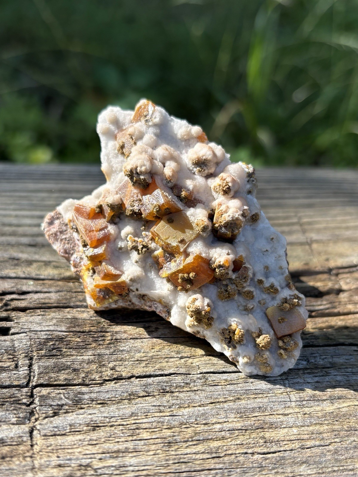 Natural Wulfenite Specimen- Vibrant 2.5” Orange Wulfenite In Calcite Cluster