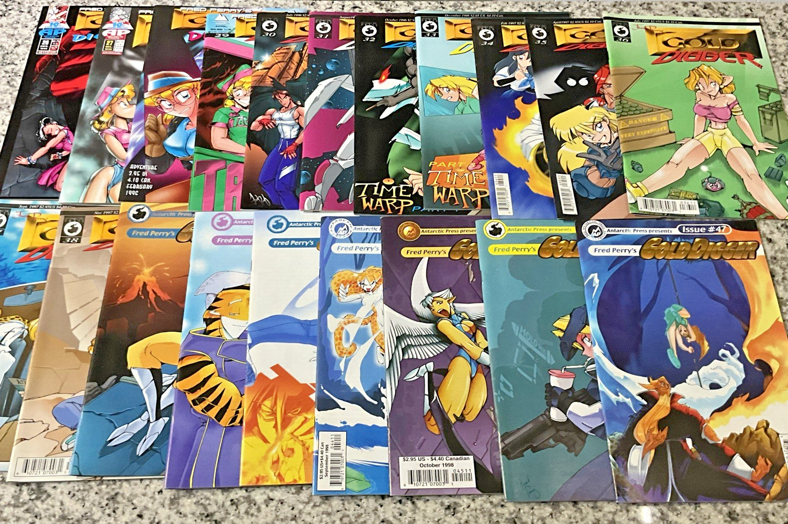 Fred Perry\'s Gold Digger Lot of 20 issues 26-40 43-47 Antarctic Comics 1995 NM