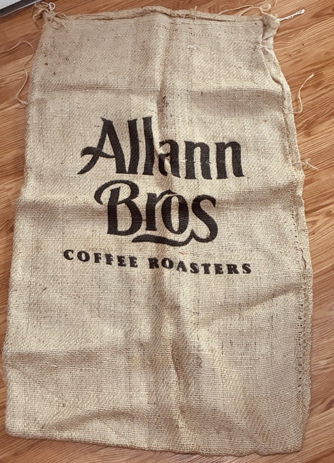 XL Coffee Roasters Allann Bros Burlap Sack Crafting Fabric Cottage Shabby Cafe