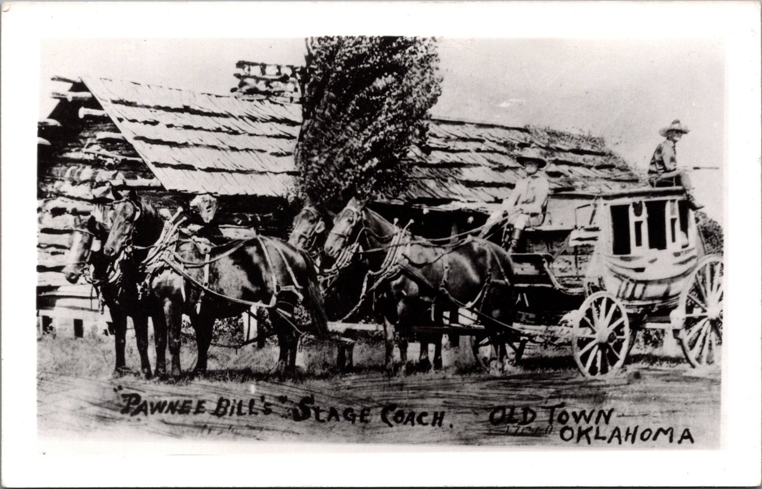 Pawnee Bill's Stage Coach Old Town Oklahoma RPPC Real Photo Postcard Kodak Pawnee Bill's Stage Coach Old Town Oklahoma RPPC Real Photo Postcard Kodak