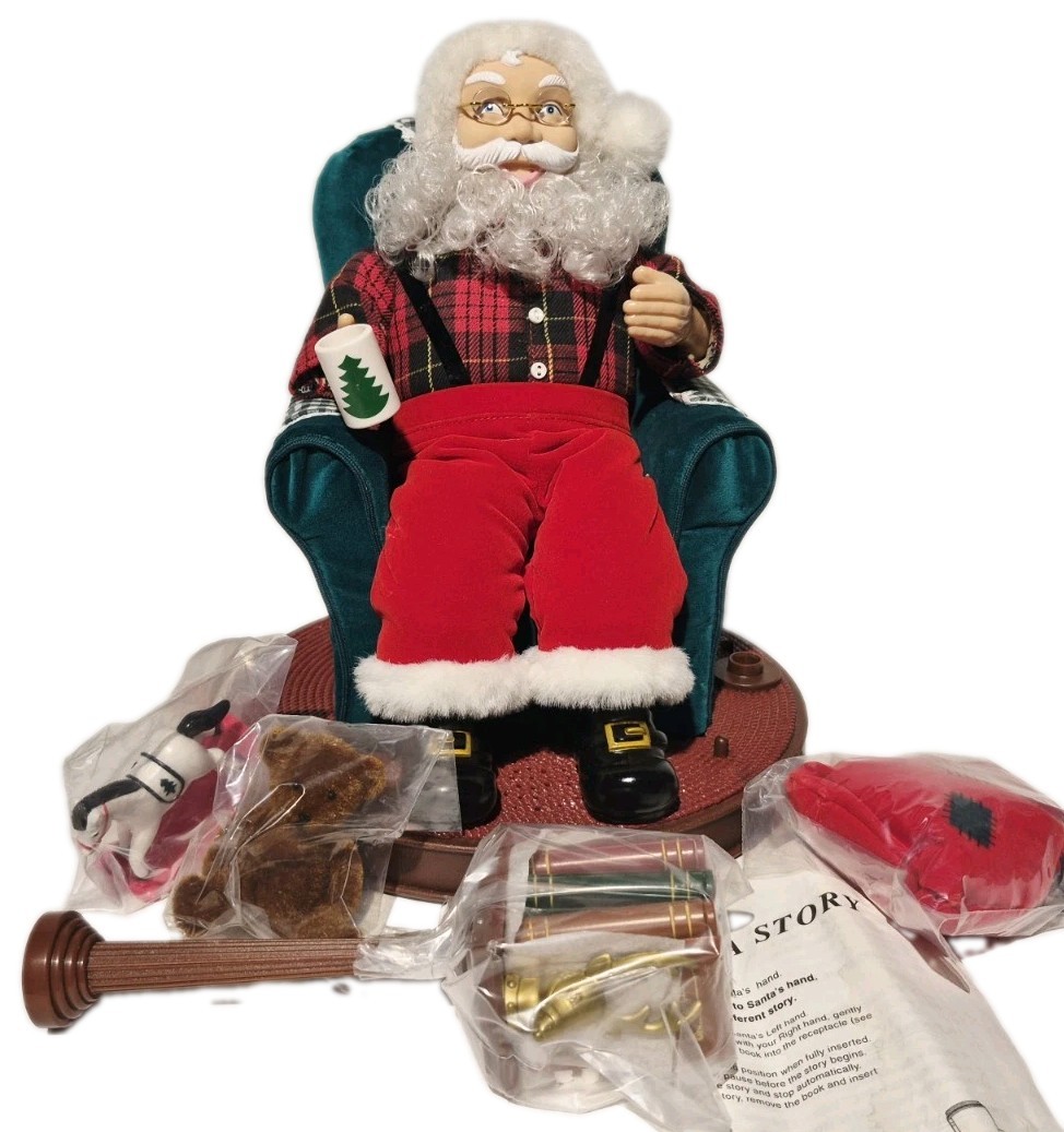 AVON VTG 1999 SANTA READ ME A STORY ANIMATED TALKING SANTA BOOKS COMPLETE NOB