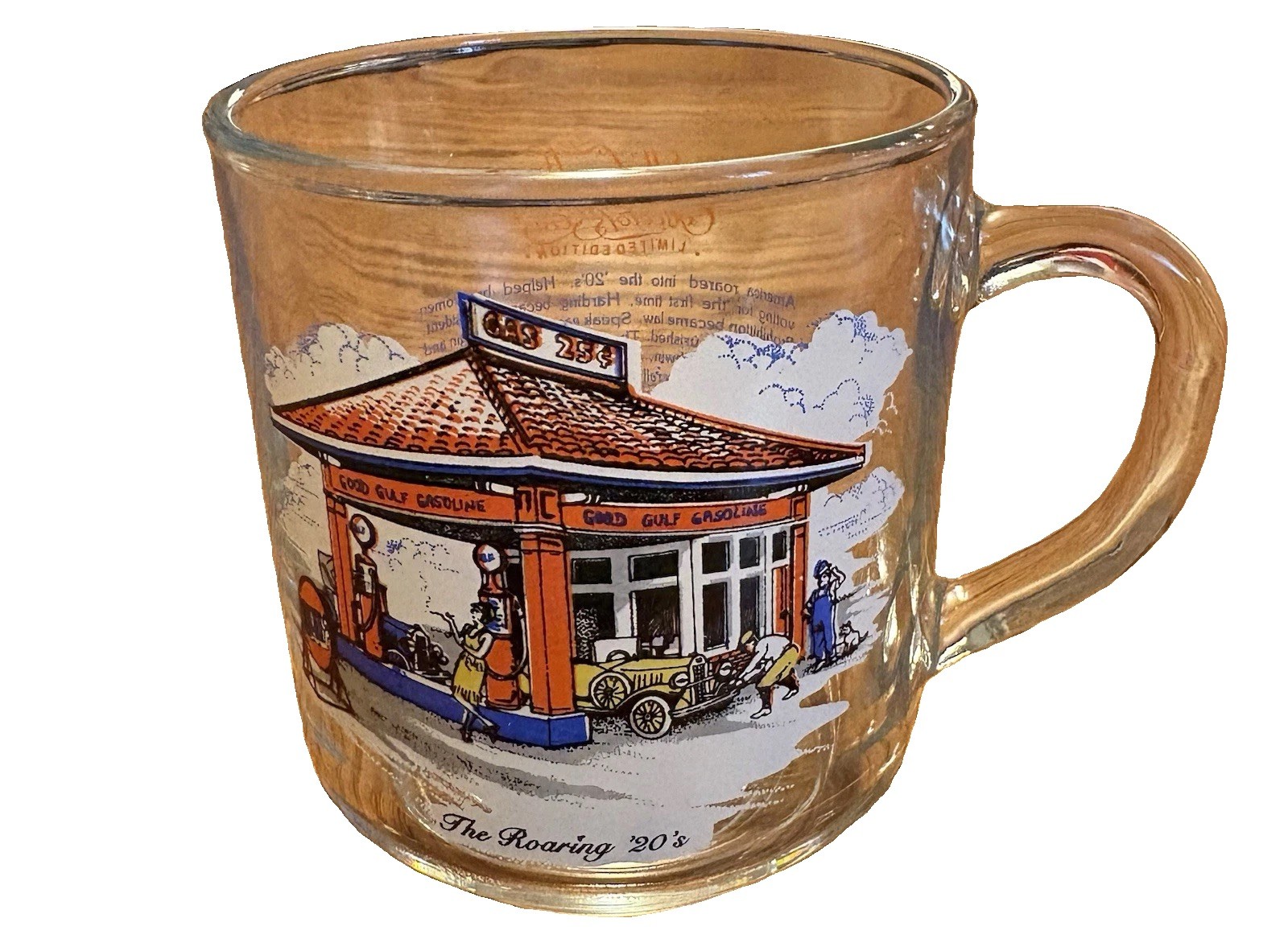 Gulf Oil Mug Vintage Collector’s Series Clear 8 Ounce Coffee