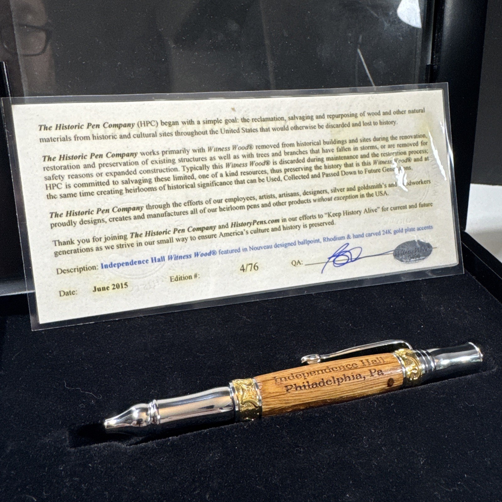 Independence Hall Nouveau Spectre Gun Metal & 24K Twist Ballpoint Edition# 4/76
