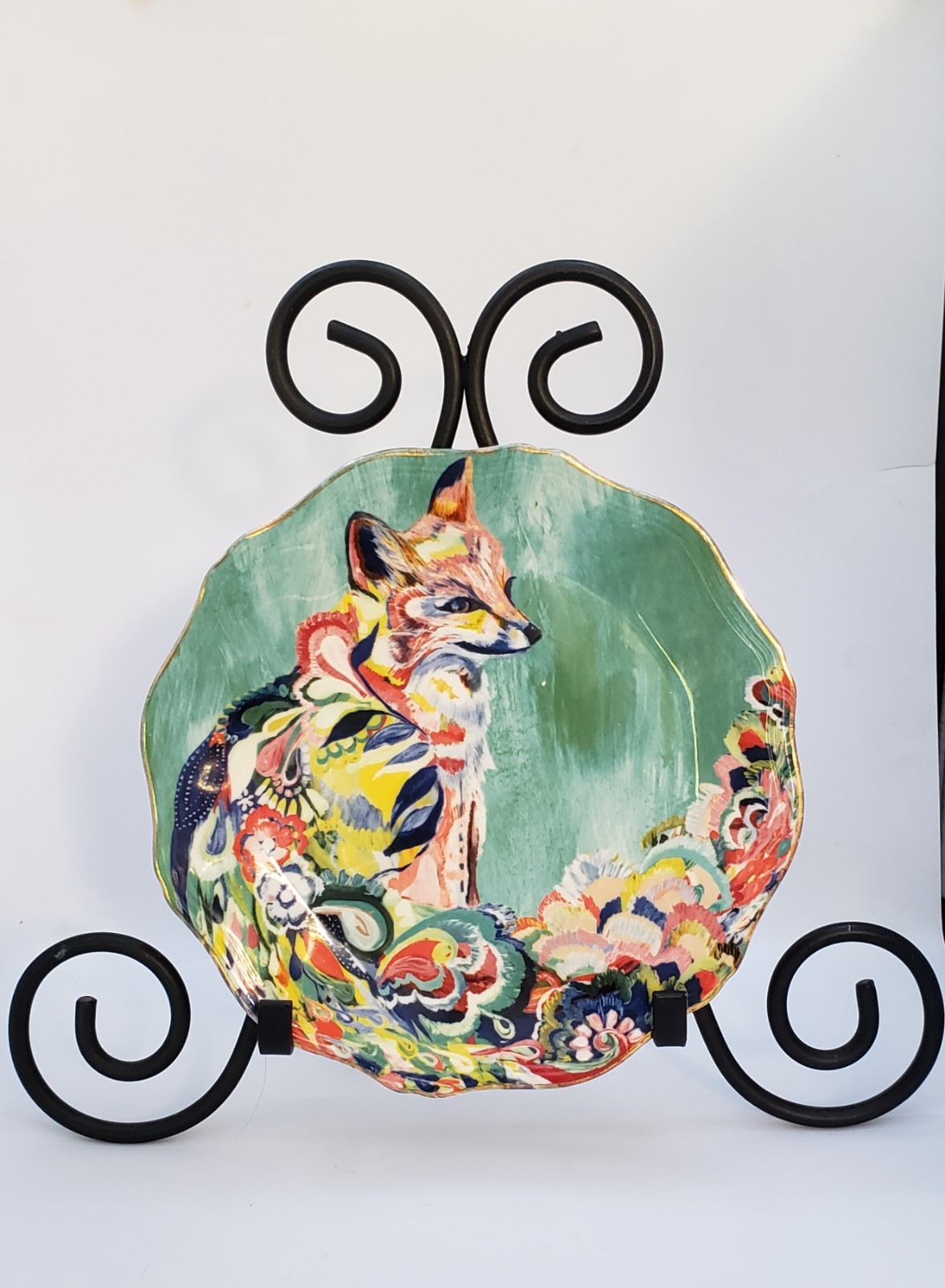 Anthropologie Starla M Halfmann Fancy Fox 11 Plate Mooreland Dessert Salad 8\