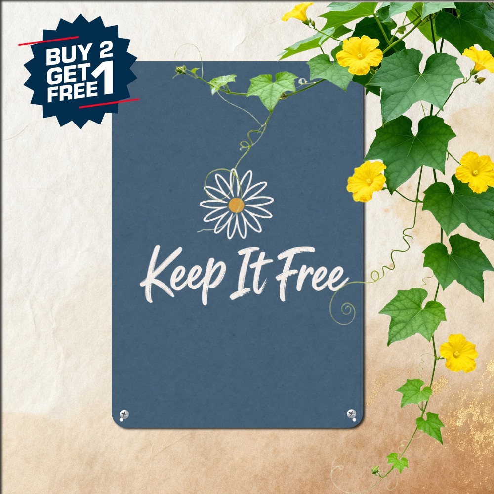 Free Spirit Wildflower Daisy Sign Minimalist Bohemian Room Metal Tin Plaque