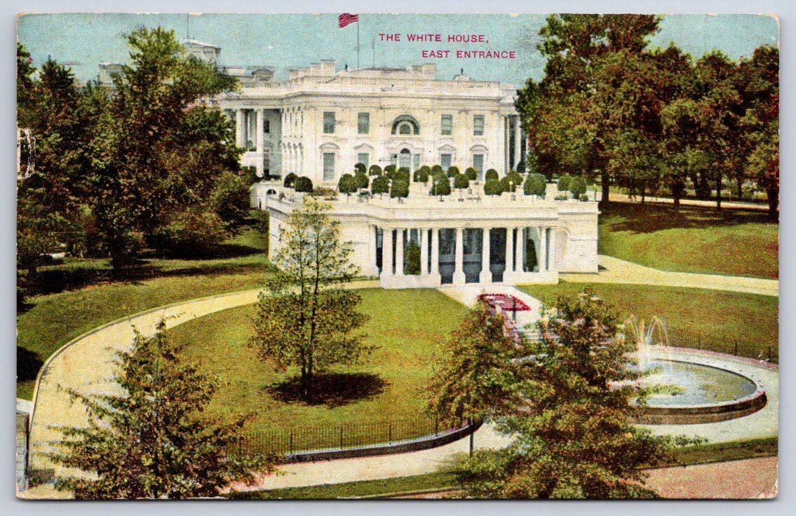 Antique WASHINGTON DC Postcard the White House East Entrance 1913