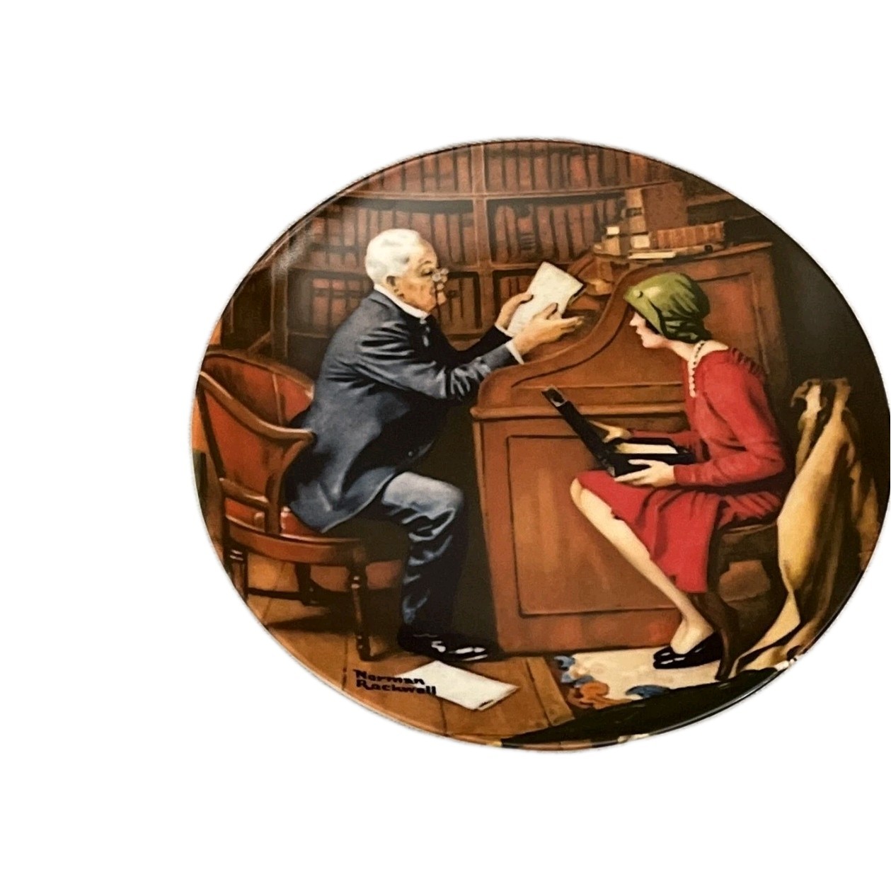 The PROFESSOR NORMAN ROCKWELL  Edwin M. Knowles Collectors Plate W/ COA