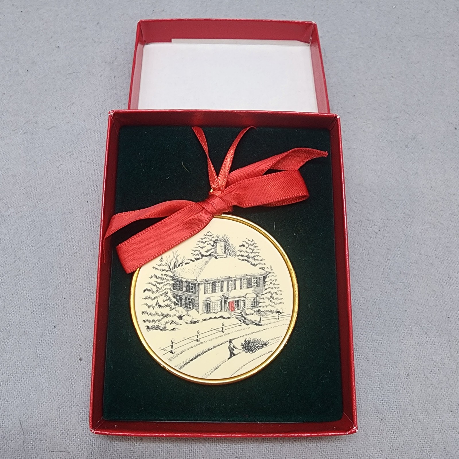 Vintage 1993 Talbots Winter House Round Christmas Holiday Ornament