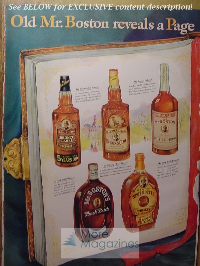 1942 RARE Esquire Advertisement DOUBLE PAGE AD MR BOSTON FINE WHISKIES
