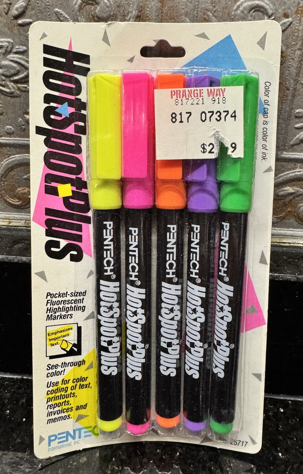 NOS Vtg 1988 Pentech Hot Spot Plus Highlighter Pack Of 5 #25717, Factory Sealed