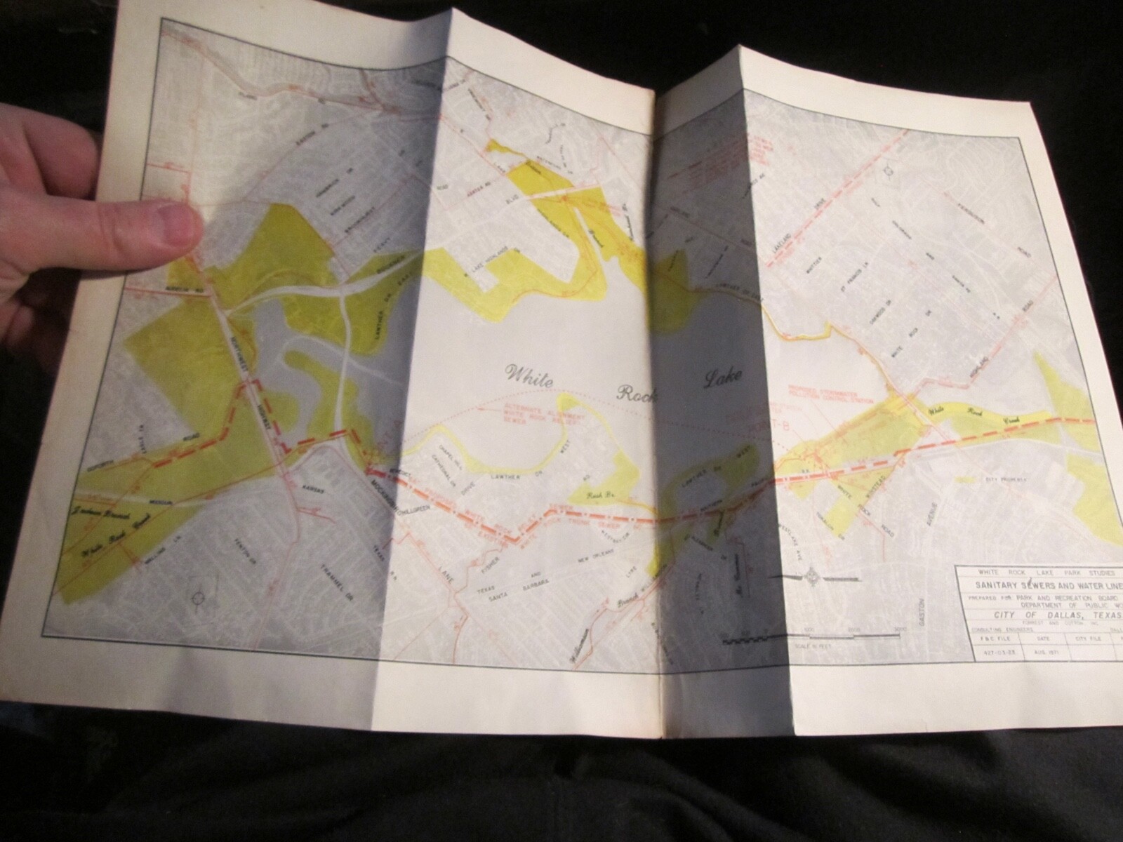 1971 WHITE ROCK LAKE DALLAS, TEXAS SEWER AND WATER LINES MAP 17