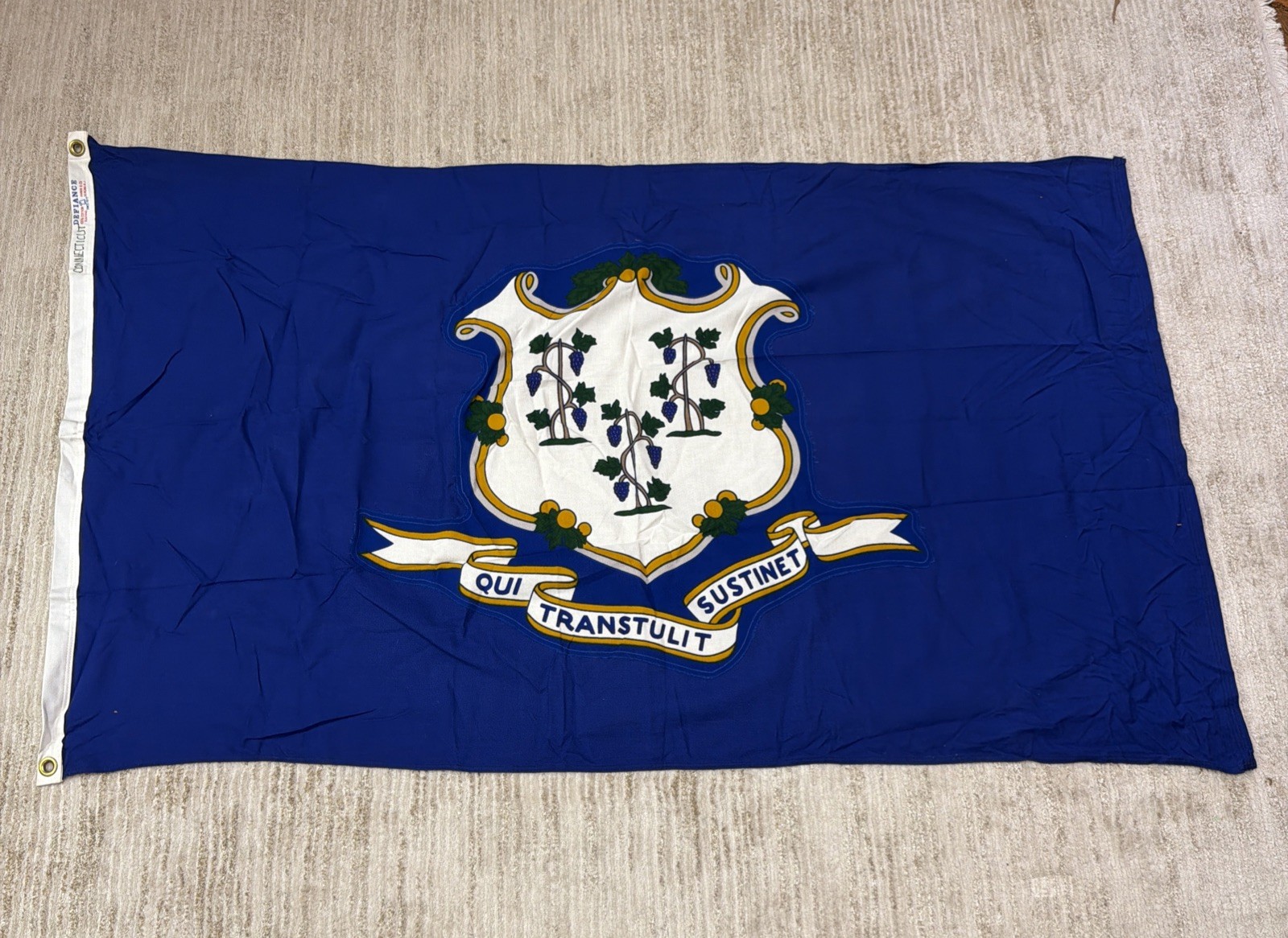 Connecticut State Flag Vintage Annin Defiance 3x5 Cotton Bunting Sewn 1950s Rare Connecticut State Flag Vintage Annin Defiance 3x5 Cotton Bunting Sewn 1950s Rare