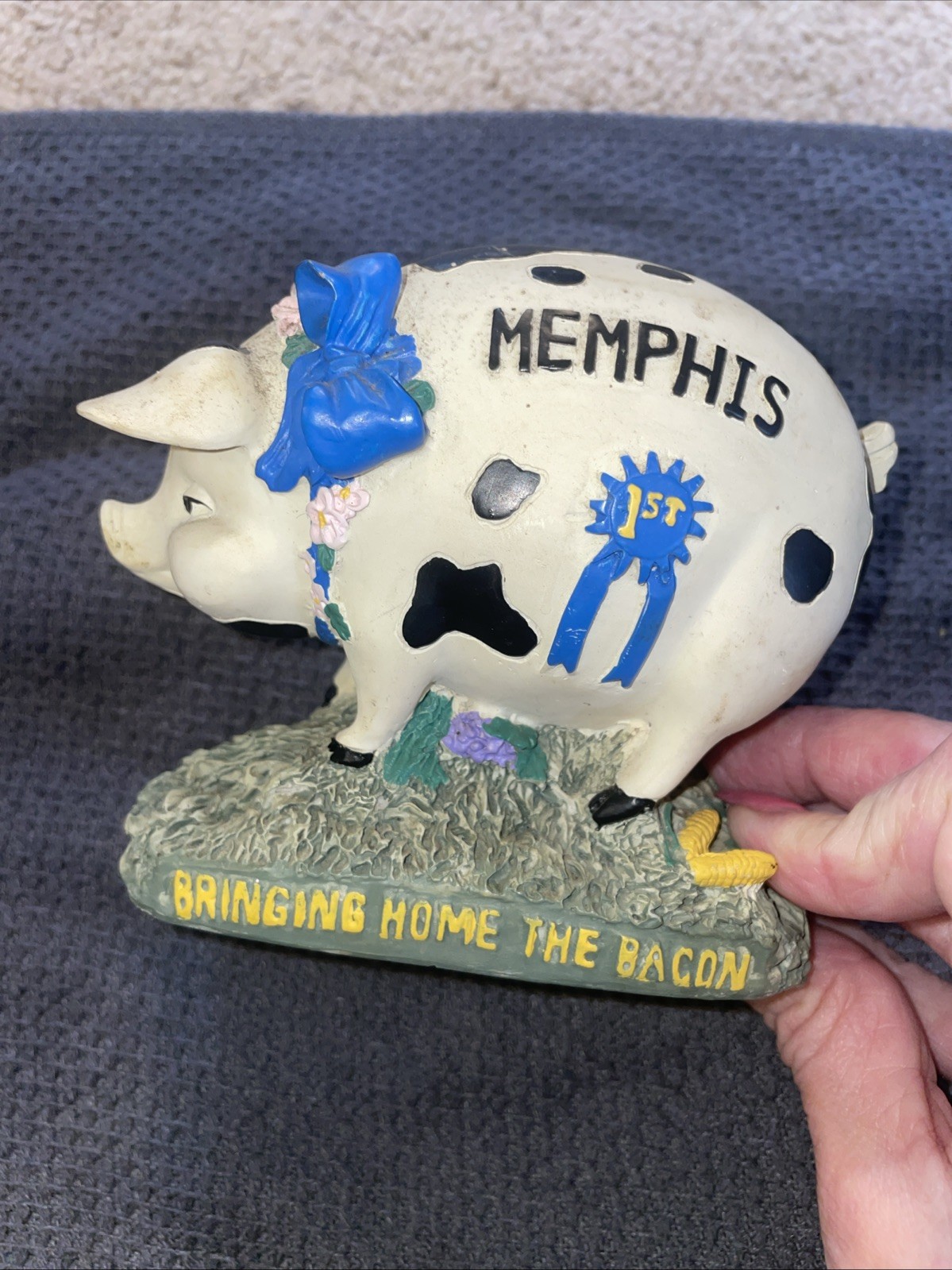 Memphis “Bringing Home The Bacon” Resin Craft Pig Piggy Bank Coin Collectible