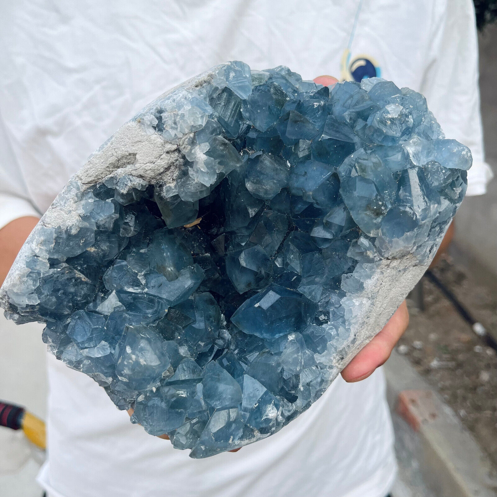 6.2lb Large Natural Blue Celestite Crystal Geode Quartz Cluster Mineral Specime
