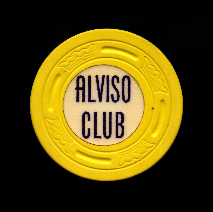 OLD VINTAGE RARE 1960 CALIF CARD ROOM CHIP - $1.00 - ALVISO CLUB - ALVISO CA OLD VINTAGE RARE 1960 CALIF CARD ROOM CHIP - $1.00 - ALVISO CLUB - ALVISO CA