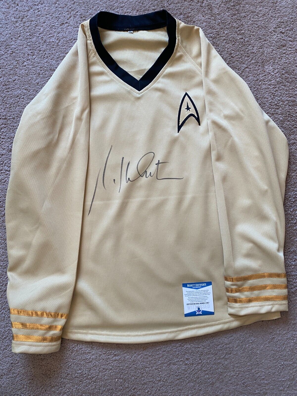William Shatner signed Star Trek Uniform. Beckett Authenticated.