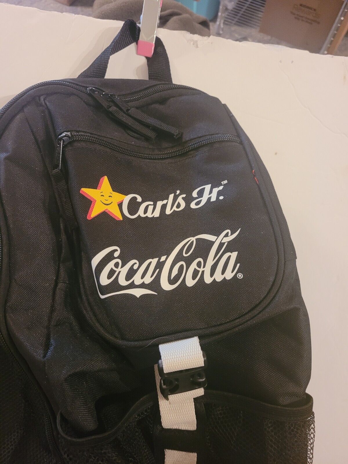Coca Cola Carl\'s Jr 20 Inch BackPack Insulated Side  Pockets Promotional 