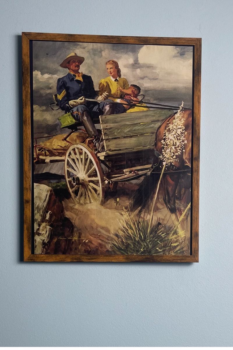 Vintage Sergeant Houck Old West On Wagon Wall Print Advertisement Decor Framed