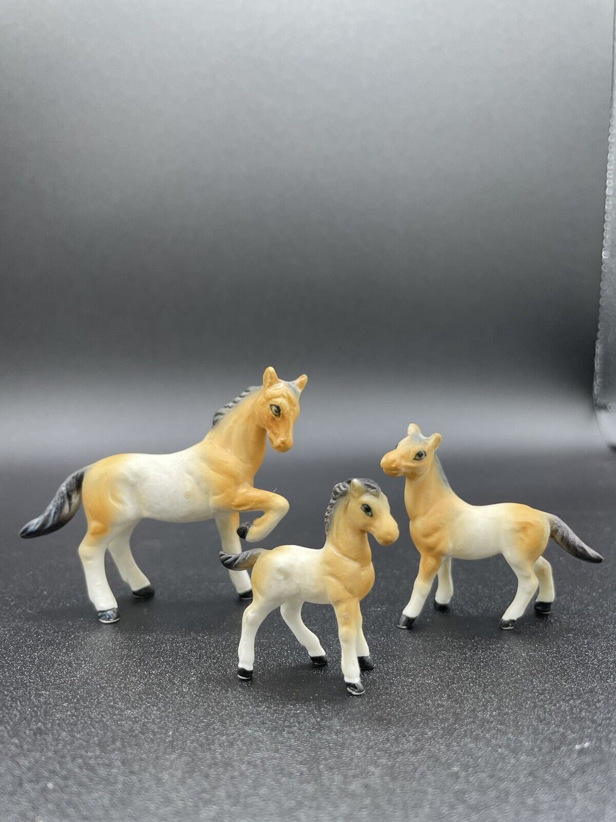 Vintage Miniature Figurines Bone China Horse Family (3) Hand Painted Japan 1-2”