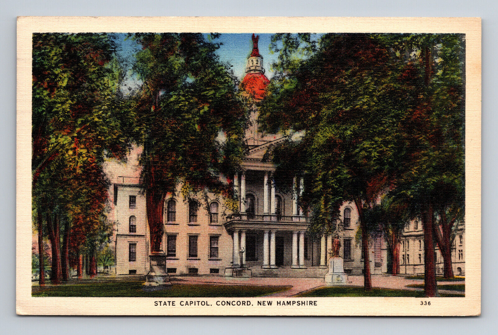Linen Postcard State Capitol Concord NH Posted 1939
