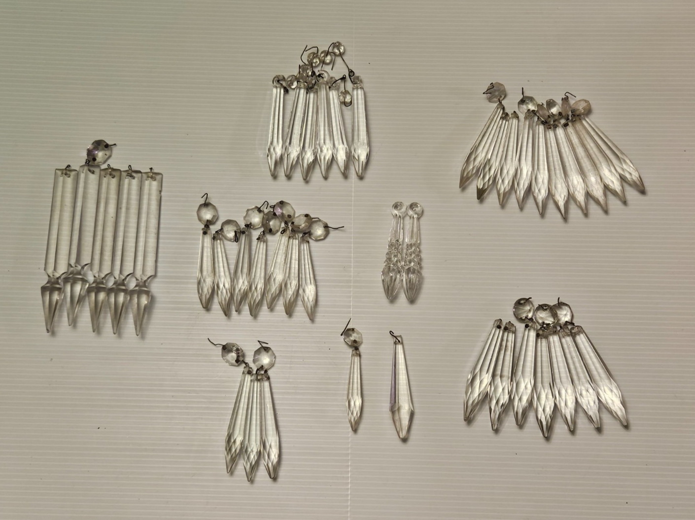 42 Vintage Chandelier Clear Crystal Glass Pendants 2 1/4 to 5 Inches in Length