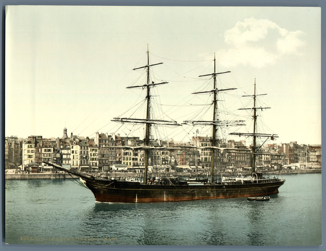 Le Havre. A three-masted. P.Z. vintage photochrome. photochromie, vintage photo