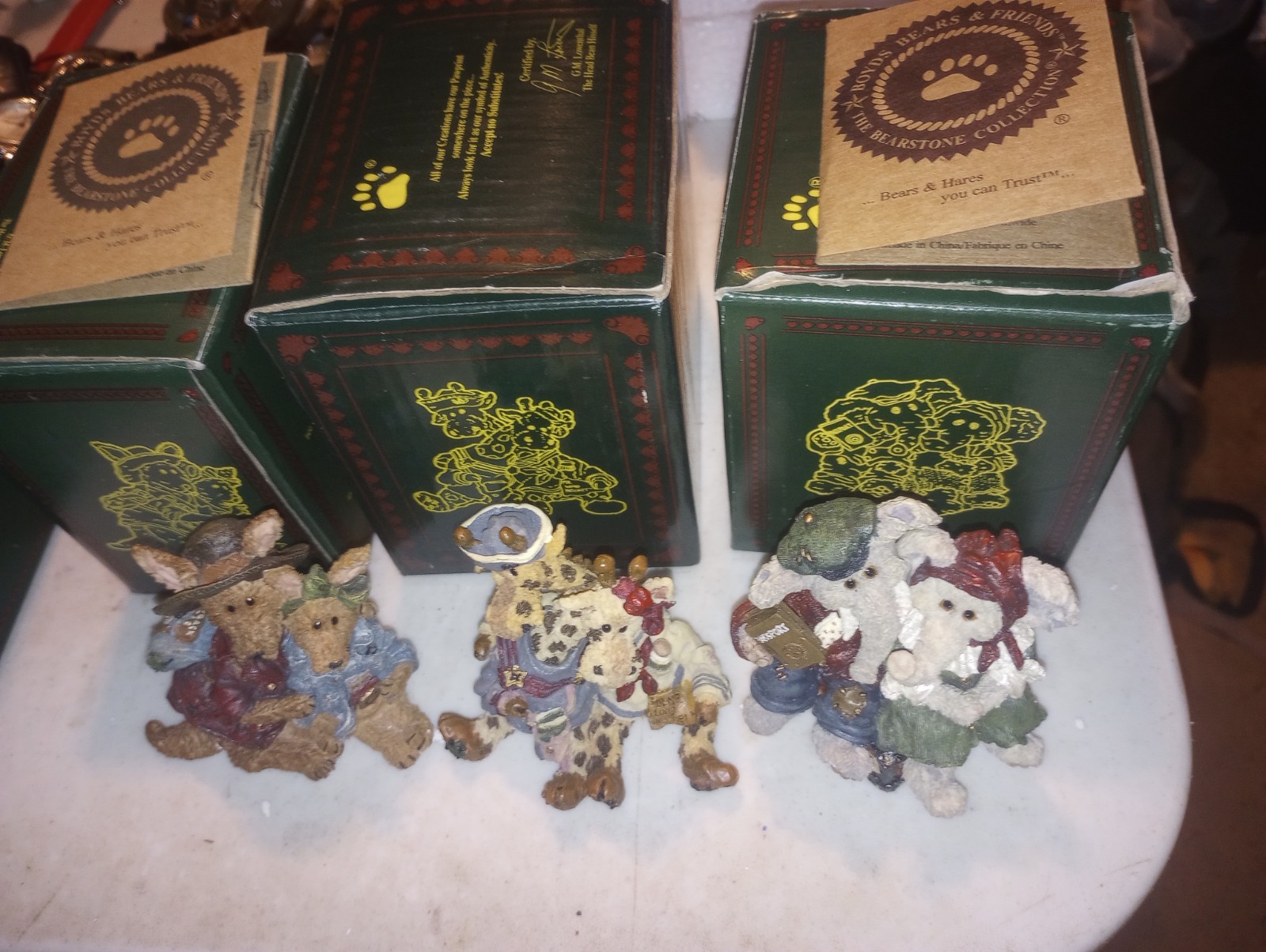 Boyds Bears Vintage Boxed Lot of 3 Noah\'s Arc Trekkers Lookouts Packin Lite