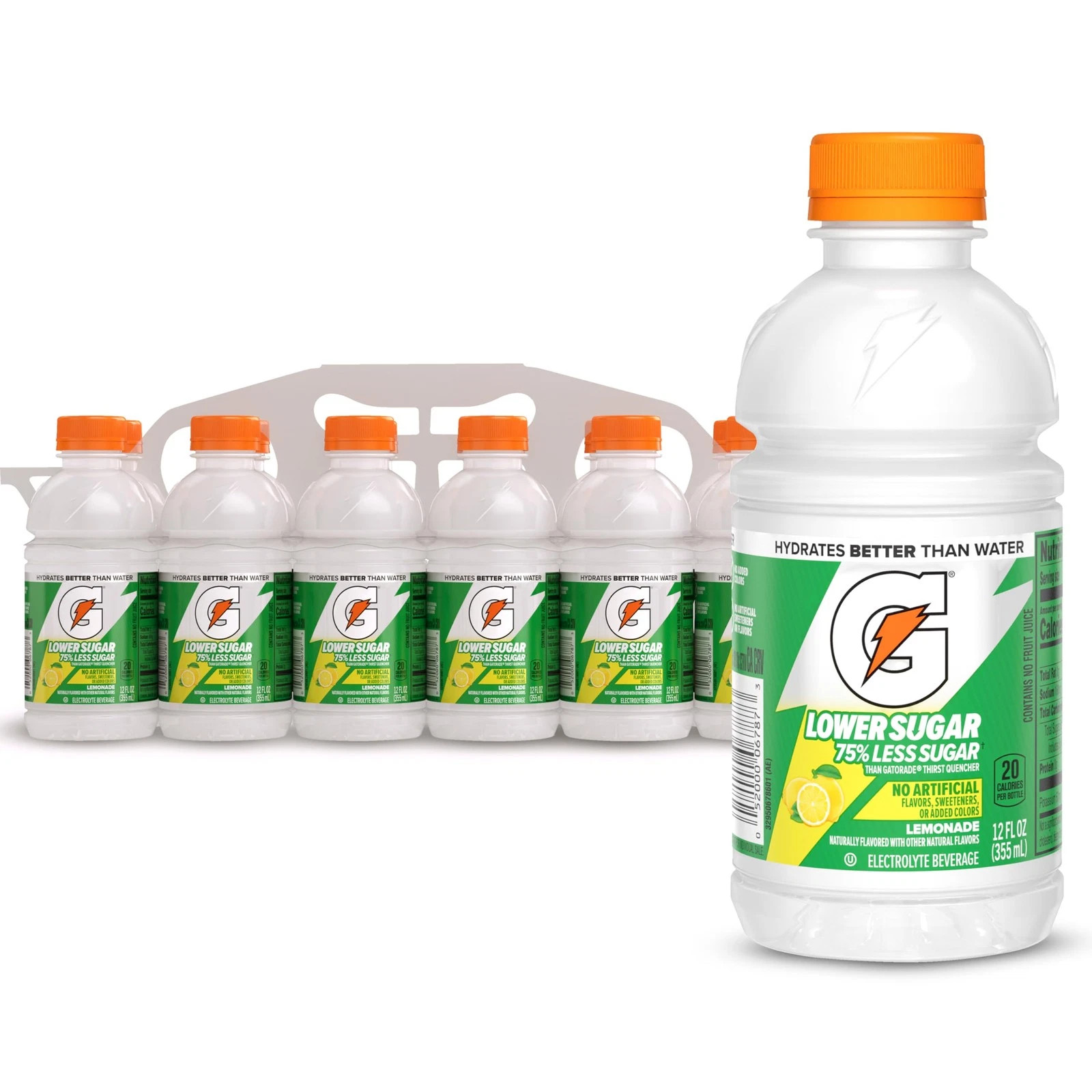 Gatorade Lower Sugar Electrolyte 12 Fl Oz (Pack of 12), Lemonade