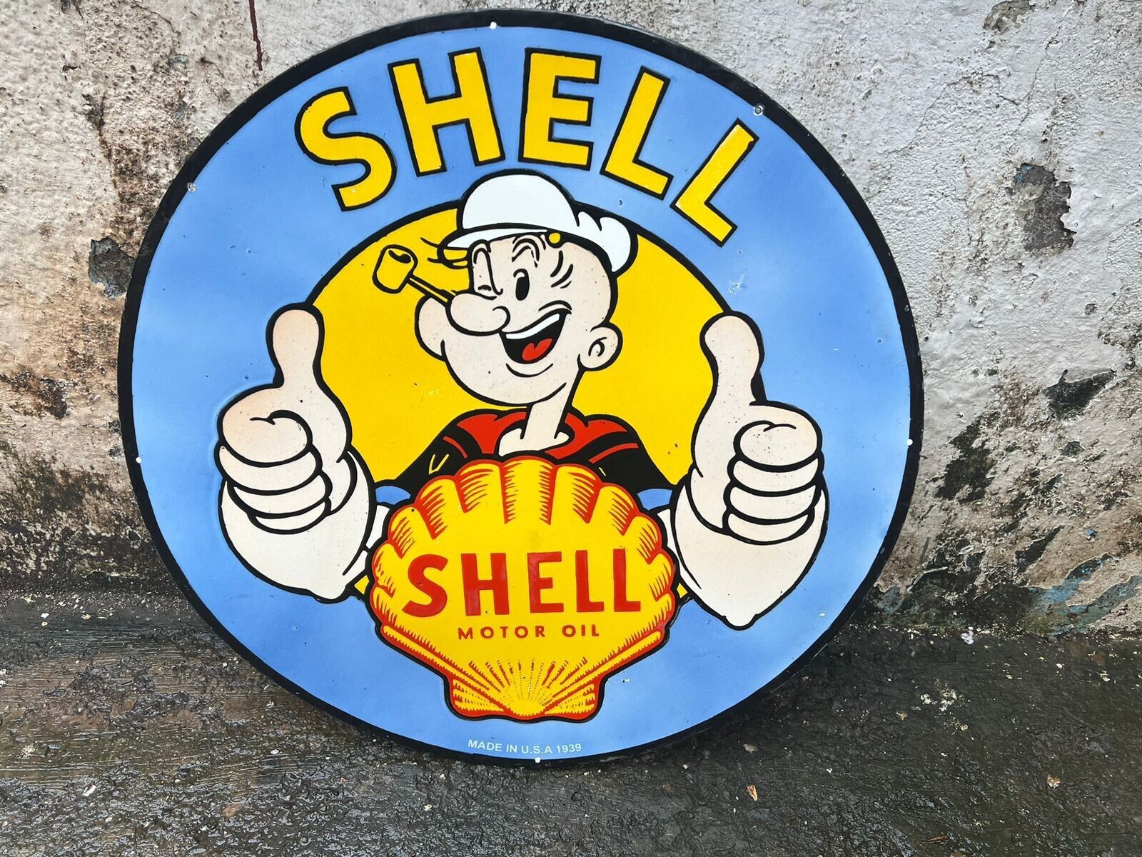 PORCELIAN SHELL MOTOR OIL ENAMEL SIGN SIZE 30X30 INCHES DOUBLE SIDED