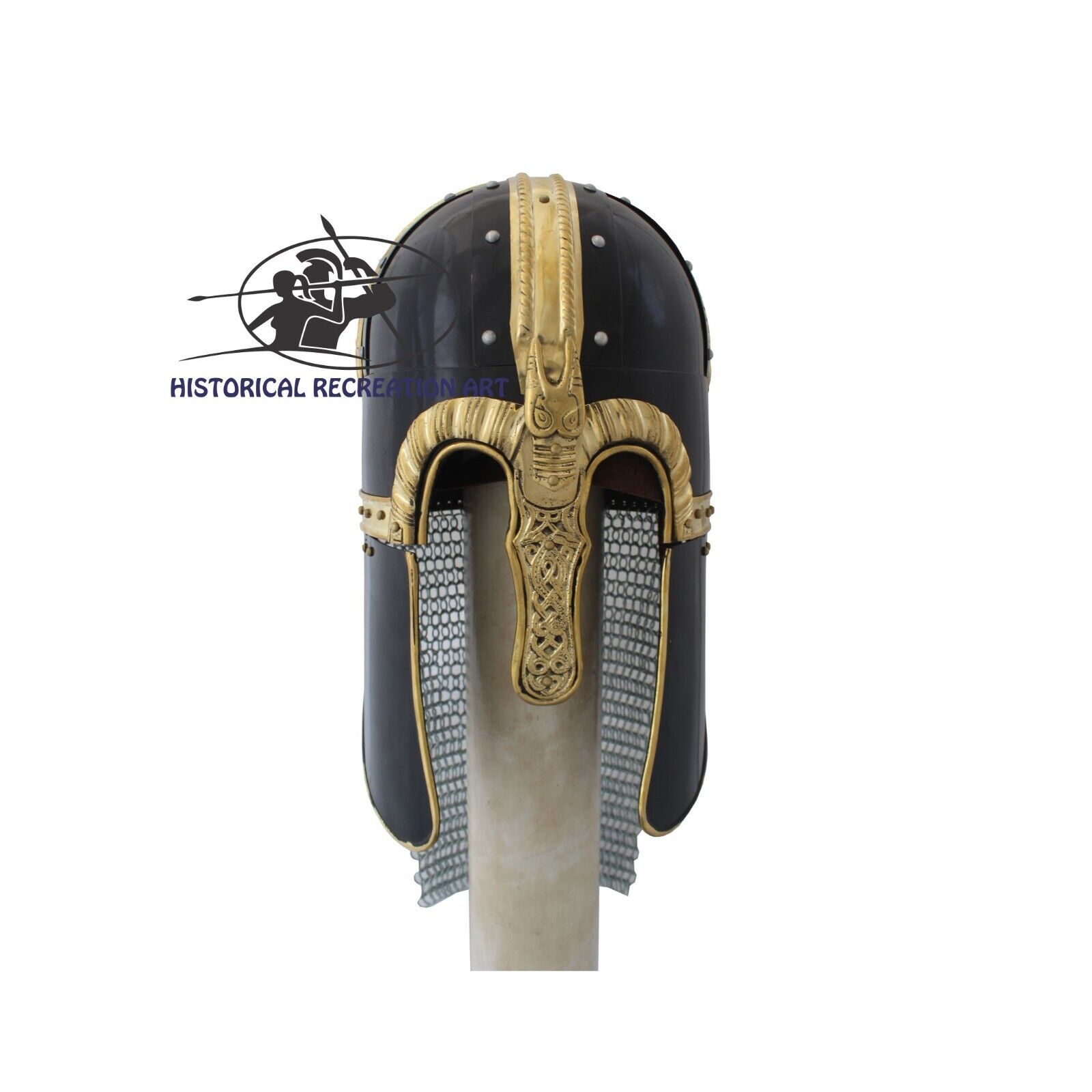 Viking Coppergate Helmet | Handmade Brass Crafting Design With Butted Chainmail