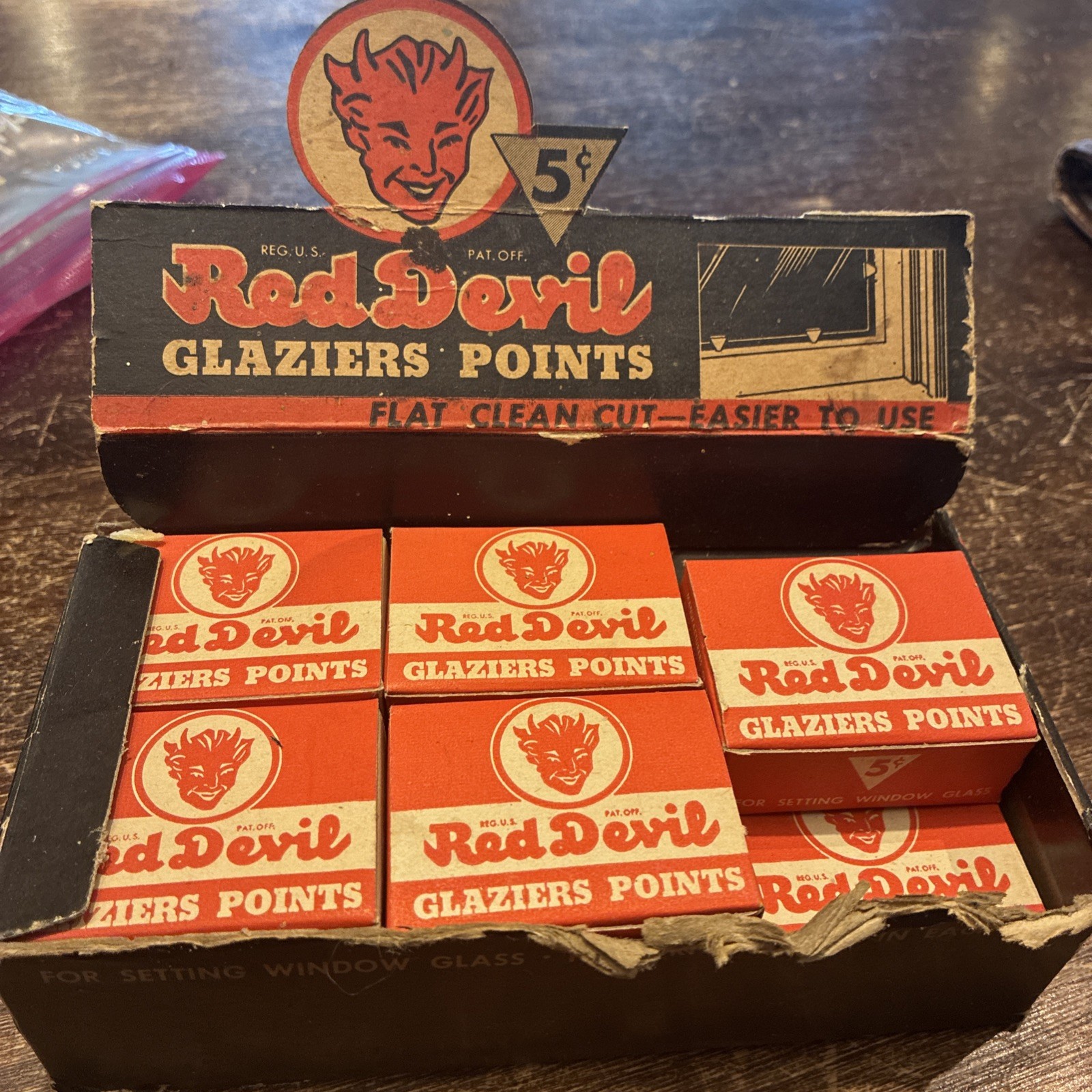 Old Devil 5 Cent Display Red Devil Building Material Display Vintage Halloween