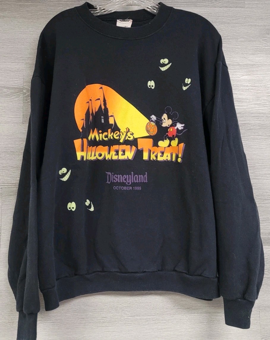 VINTAGE SWEATSHIRT MICKEY MOUSE HALLOWEEN DISNEYLAND VTG 90s UNISEX ONE SIZE